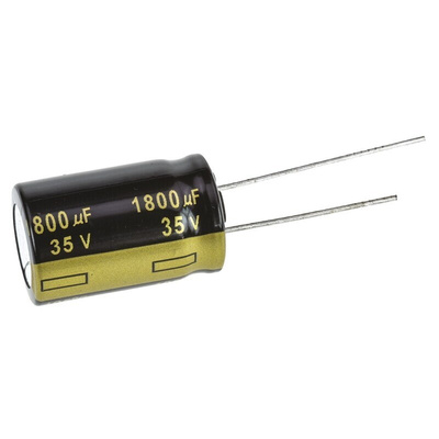 Panasonic 1800μF Aluminium Electrolytic Capacitor 35V dc, Radial, Through Hole - EEUFM1V182