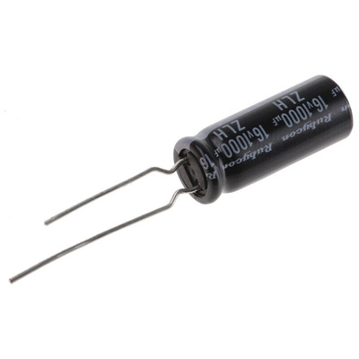 Rubycon 1000μF Aluminium Electrolytic Capacitor 16V dc, Radial, Through Hole - 16ZLH1000MEFCTA8X20