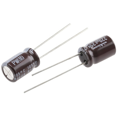 Nichicon 220μF Aluminium Electrolytic Capacitor 25V dc, Radial, Through Hole - UPW1E221MPD