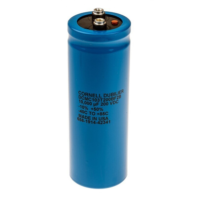 Cornell-Dubilier 10000μF Aluminium Electrolytic Capacitor 200V dc, Screw Terminal - DCMC103T200BF2B