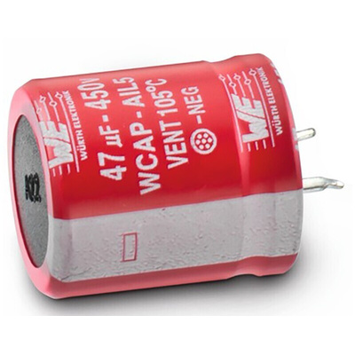 Wurth Elektronik 180μF Aluminium Electrolytic Capacitor 450V dc, Snap-In - 861111486031