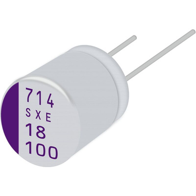 Panasonic 82μF Conductive Polymer Aluminium Solid Capacitor 72V dc, Radial, Through Hole - 72SXE82M+3