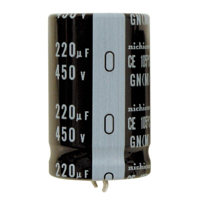 Nichicon 220μF Aluminium Electrolytic Capacitor 450V dc, Snap-In - LGN2W221MELA40