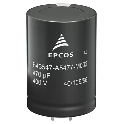 EPCOS 270μF Aluminium Electrolytic Capacitor 400V dc, Snap-In - B43544B9277M000