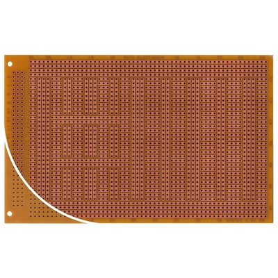 RE315-HP, Single Sided DIN 41612 C Eurocard PCB FR2 1mm Holes, 2.54 x 2.54mm Pitch, 160 x 100 x 1.5mm