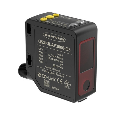 Banner Background Suppression Photoelectric Sensor, Block Sensor, 100-3000 mm Detection Range IO-LINK