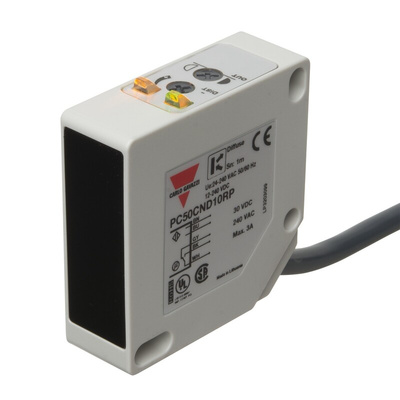 Carlo Gavazzi Diffuse Reflective Photoelectric Sensor, Rectangular Sensor, 10 → 1000 mm Detection Range