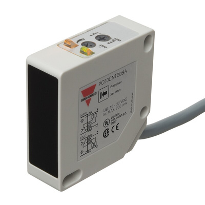 Carlo Gavazzi Through Beam Photoelectric Sensor, Rectangular Sensor, 20000 mm Detection Range