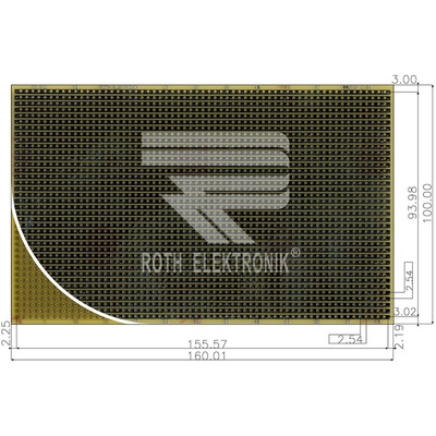 RE520-LF, Single-Sided Stripboard Epoxy Glass 100 x 160 x 1.5mm FR4