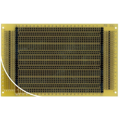 RE330-LF, Single Sided DIN 41612 C Eurocard PCB FR4 With 36 x 44 1mm Holes, 2.54 x 2.54mm Pitch, 160 x 100 x 1.5mm