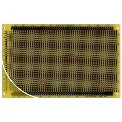 RE318-LF, Single Sided DIN 41612 C Eurocard PCB FR4 With 33 x 55 1mm Holes, 2.54 x 2.54mm Pitch, 160 x 100 x 1.5mm