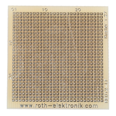 RE012-LF, Single Sided Matrix Board FR4 with 27 x 27 0.45mm Holes, 1.27 x 1.27mm Pitch, 39.37 x 38.1 x 1.5mm