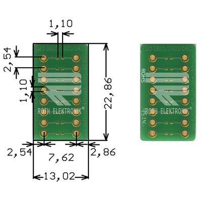 RE905, Double Sided Extender Board Adapter Adapter With Adaption Circuit Board 22.86 x 13.02 x 1.5mm