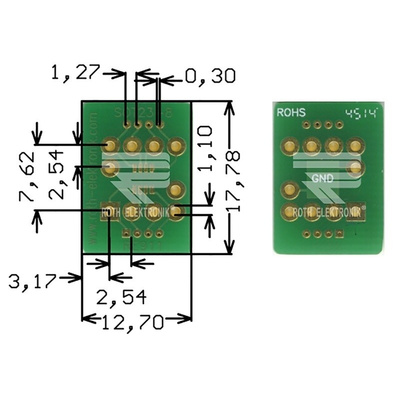 RE911, Double Sided Extender Board Adapter Adapter With Adaption Circuit Board FR4 17.78 x 12.7 x 1.5mm