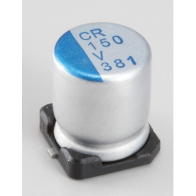 Nichicon 100μF Conductive Polymer Aluminium Solid Electrolytic Capacitor 63V dc, Surface Mount - PCR1J101MCL1GS
