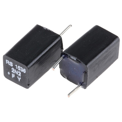 RS PRO Polystyrene Film Capacitor, 63V dc, ±1%, 2.2nF, Through Hole