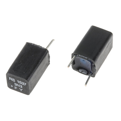 RS PRO Polystyrene Film Capacitor, 63V dc, ±1%, 3.3nF, Through Hole