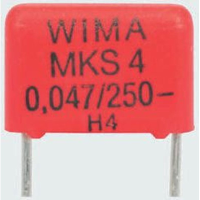 WIMA MKS4 Polyester Film Capacitor, 160 V ac, 250 V dc, ±10%, 470nF, Through Hole
