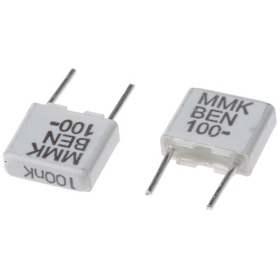 KEMET MMK Polyester Film Capacitor, 63 V ac, 100 V dc, ±10%, 100nF, Through Hole
