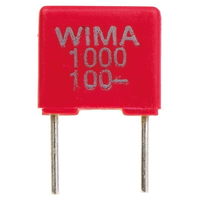 WIMA FKS2 Polyester Film Capacitor, 63 V ac, 100 V dc, ±20%, 1nF, Through Hole