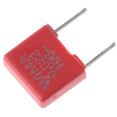 WIMA MKS2 Polyester Film Capacitor, 63 V ac, 100 V dc, ±10%, 22nF, Through Hole