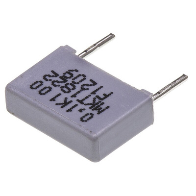 Vishay MKT 1822 Polyester Film Capacitor, 63 V ac, 100 V dc, ±10%, 100nF, Through Hole