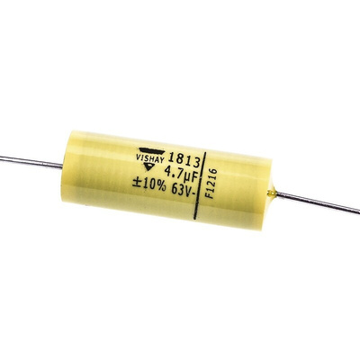 Vishay MKT 1813 Metallised Polyester Film Capacitor, 40 V ac, 63 V dc, ±10%, 4.7μF, Through Hole