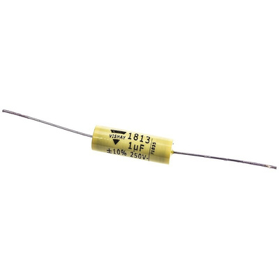 Vishay MKT 1813 Metallised Polyester Film Capacitor, 160 V ac, 250 V dc, ±10%, 1μF, Through Hole