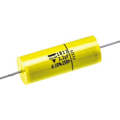 Vishay MKT 1813 Metallised Polyester Film Capacitor, 160 V ac, 250 V dc, ±10%, 2.2μF, Through Hole
