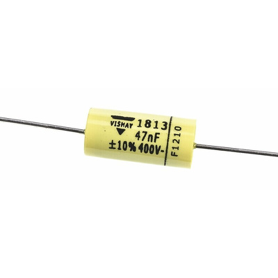 Vishay MKT 1813 Metallised Polyester Film Capacitor, 200 V ac, 400 V dc, ±10%, 47nF, Through Hole