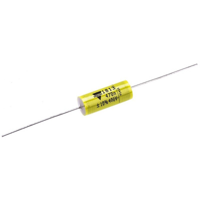 Vishay MKT 1813 Metallised Polyester Film Capacitor, 200 V ac, 400 V dc, ±10%, 470nF, Through Hole