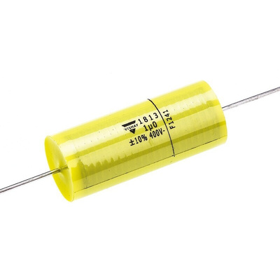 Vishay MKT 1813 Metallised Polyester Film Capacitor, 200 V ac, 400 V dc, ±10%, 1μF, Through Hole