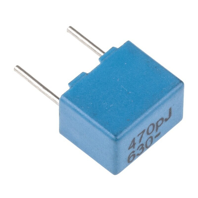 KEMET PFR510 Polypropylene Film Capacitor, 250 V ac, 630 V dc, ±5%, 470pF, Through Hole