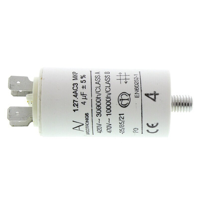 KEMET C27 Metallised Polypropylene Film Capacitor, 470V ac, ±5%, 4μF, Chassis Mount