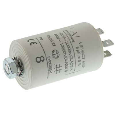 KEMET C27 Metallised Polypropylene Film Capacitor, 470V ac, ±5%, 8μF, Chassis Mount
