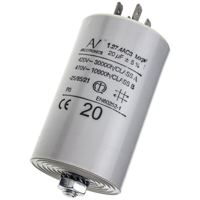 KEMET C27 Metallised Polypropylene Film Capacitor, 470V ac, ±5%, 20μF, Chassis Mount