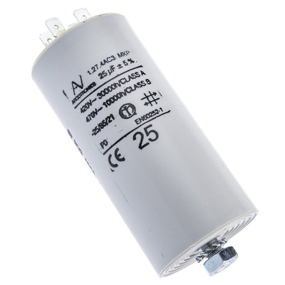 KEMET C27 Metallised Polypropylene Film Capacitor, 470V ac, ±5%, 25μF, Chassis Mount