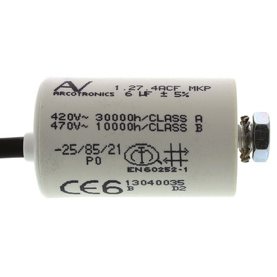 KEMET C27 Metallised Polypropylene Film Capacitor, 470V ac, ±5%, 6μF, Chassis Mount