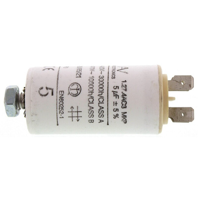 KEMET C27 Metallised Polypropylene Film Capacitor, 470V ac, ±5%, 5μF, Chassis Mount