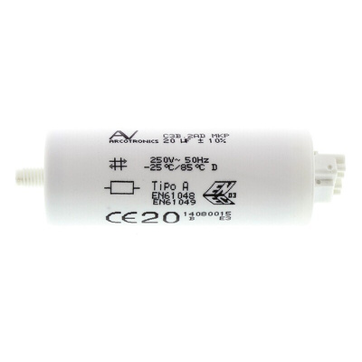 KEMET 20μF Polypropylene Capacitor PP 250V ac ±10% Tolerance Cable Mount C3B Series