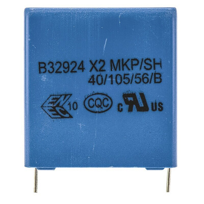 EPCOS B32924C Polypropylene Film Capacitor, 305V ac, ±20%, 4.7μF, Through Hole