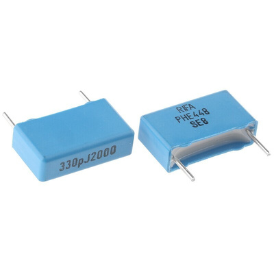KEMET PHE448 Polypropylene Film Capacitor, 2 kV dc, 700 V ac, ±5%, 330pF, Through Hole