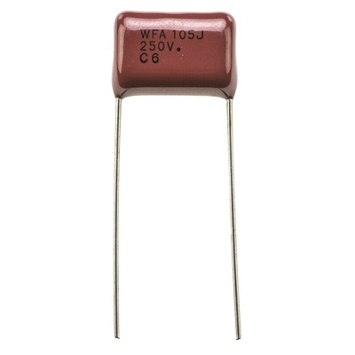 Panasonic ECWF(A) Polypropylene Film Capacitor, 250V dc, ±5%, 1μF, Through Hole