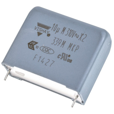 Vishay F339M X2 Polypropylene Film Capacitor, 310V ac, ±20%, 10μF, Through Hole