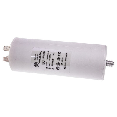 Ducati Energia 4.16.10 Polypropylene Film Capacitor, 450V ac, ±5%, 50μF, Stud Mount