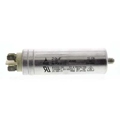 EPCOS B32332 Polypropylene Film Capacitor, 450V ac, ±5%, 20μF, Stud Mount