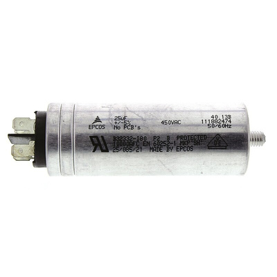 EPCOS B32332 Polypropylene Film Capacitor, 450V ac, ±5%, 25μF, Stud Mount