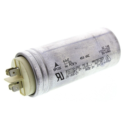 EPCOS B32332 Polypropylene Film Capacitor, 450V ac, ±5%, 60μF, Stud Mount