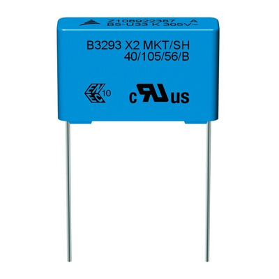 EPCOS B3293 Metallised Polyester Film Capacitor, 305V ac, ±10%, 100nF, Through Hole