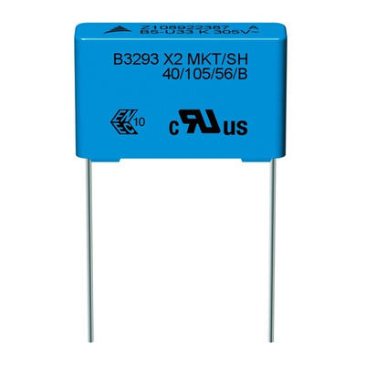 EPCOS B3293 Metallised Polyester Film Capacitor, 305V ac, ±10%, 220nF, Through Hole